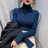 Hot diamond thickened two pile neckline with diamond inlaid sweater for women's knitting