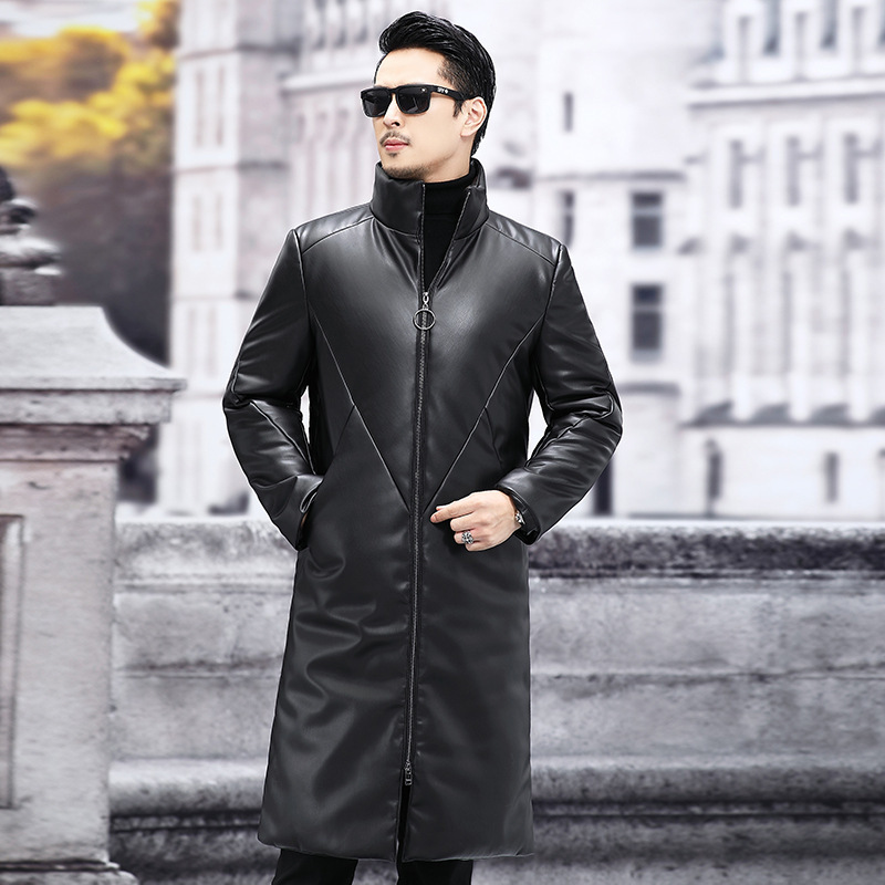 New Over-the-knee Men's Leather Down Jacket Thickened Winter Collar Leather Mid-length Coat Sheepskin Coat Men New Over-the-knee Men's Leather Down Jacket Thickened Winter Collar Leather Mid-length Coat Sheepskin Coat Men