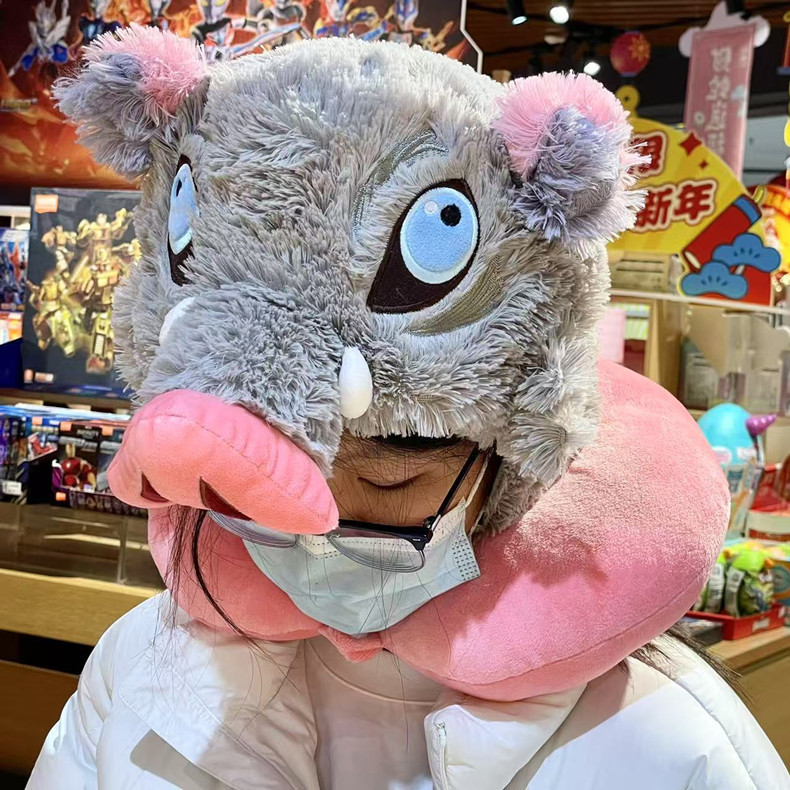 Cartoon universal neck pillow with hood for sleep for home use for…