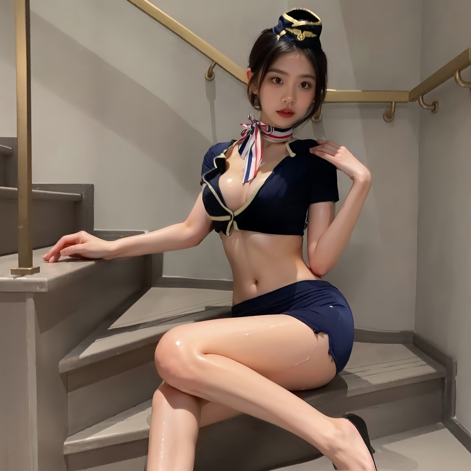 Sexy Underwear Sexy Hot Pure Desire Deep V Free Couple Flirting Stewardess Role Playing Temptation Hip Nightgown