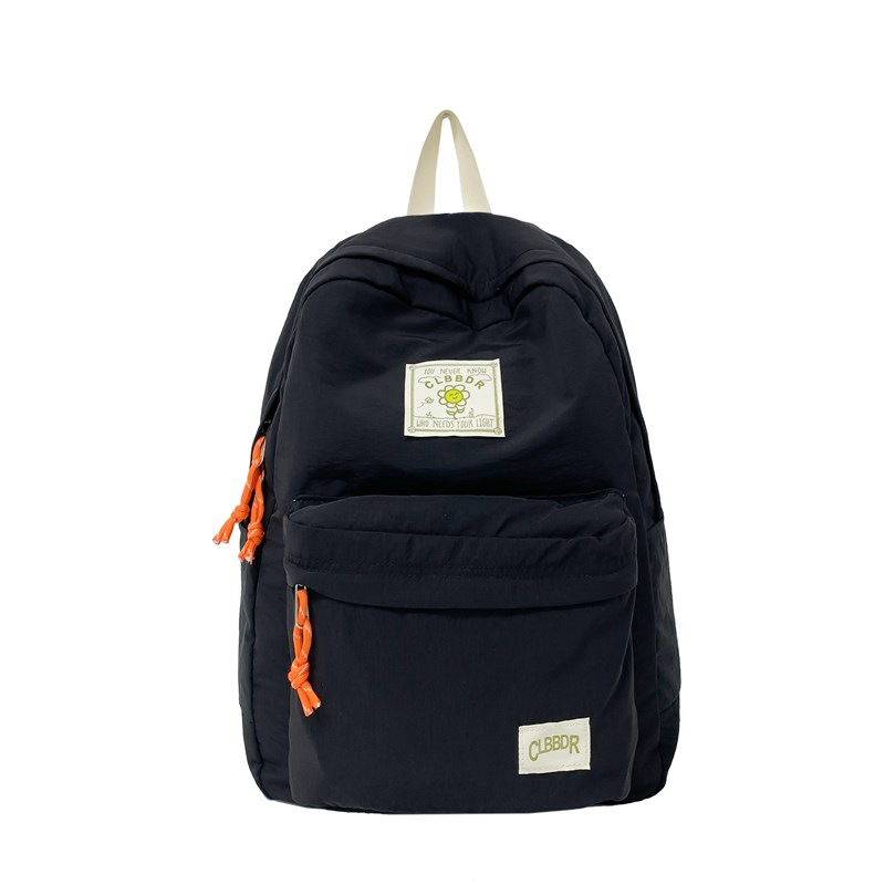 2024 otoño nuevo estilo ins versión coreana de la mochila de la escuela secundaria de gran capacidad estilo japonés contraste color sólido mochila doble al por mayor