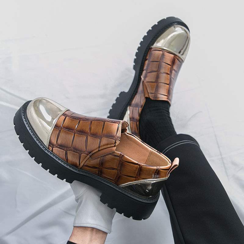 Chaussures de costume habillées en cuir ShoeVault pour homme, semelle épaisse rehaussante, motif crocodile, style Derby, idéales pour les affaires ou les mariages._voghion.com