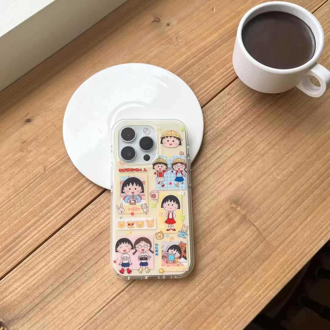 Linda etiqueta ilustración bola chica para iPhone16 Apple 15ProMax funda para teléfono móvil 14 cadena 13 mujer