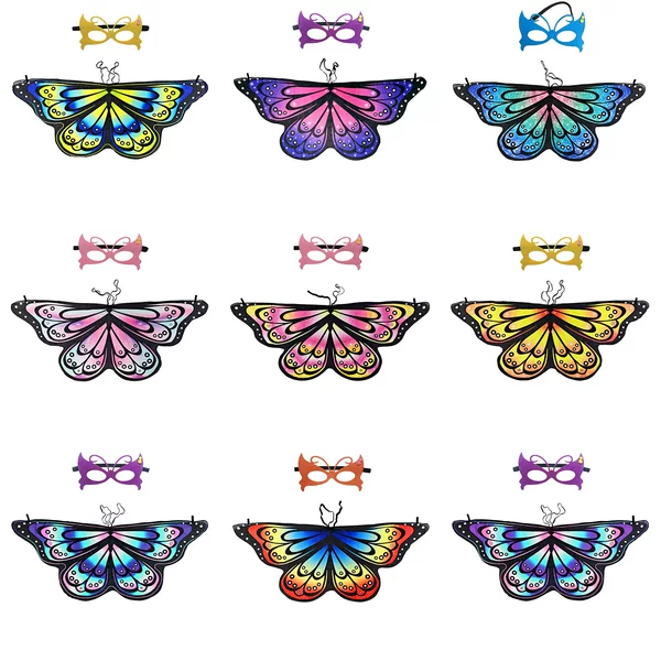 Butterfly Cape Cross-Border Halloween Cape Children's Small Butterfly Decoration Kids Butterfly Silk Scarf Shawl Holiday Costume