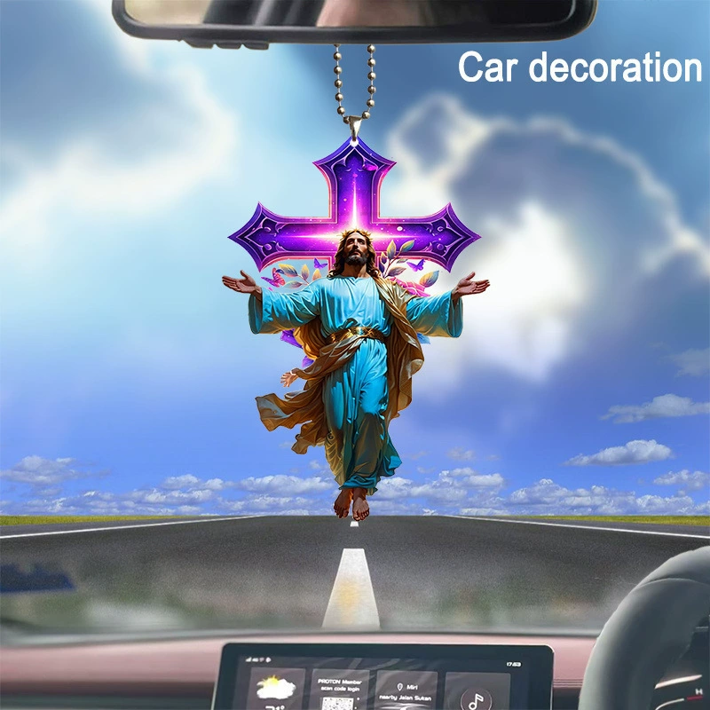 Трансграничный новый акриловый плоский крест для украшения автомобиля подвеска