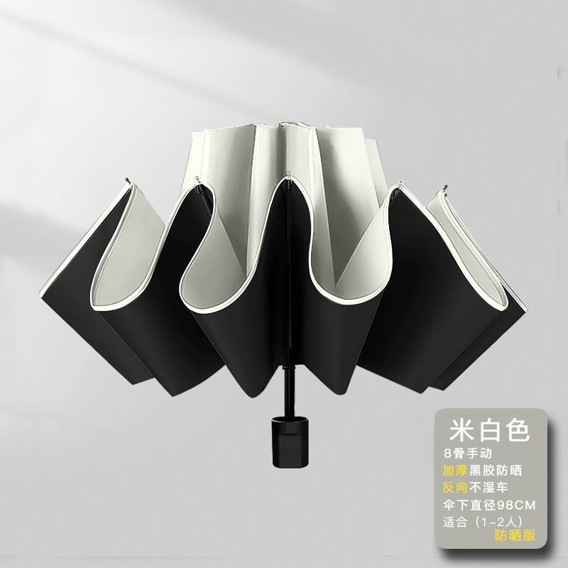 [Manual] 8-bone black plastic sunny umbrella Haoyuebai