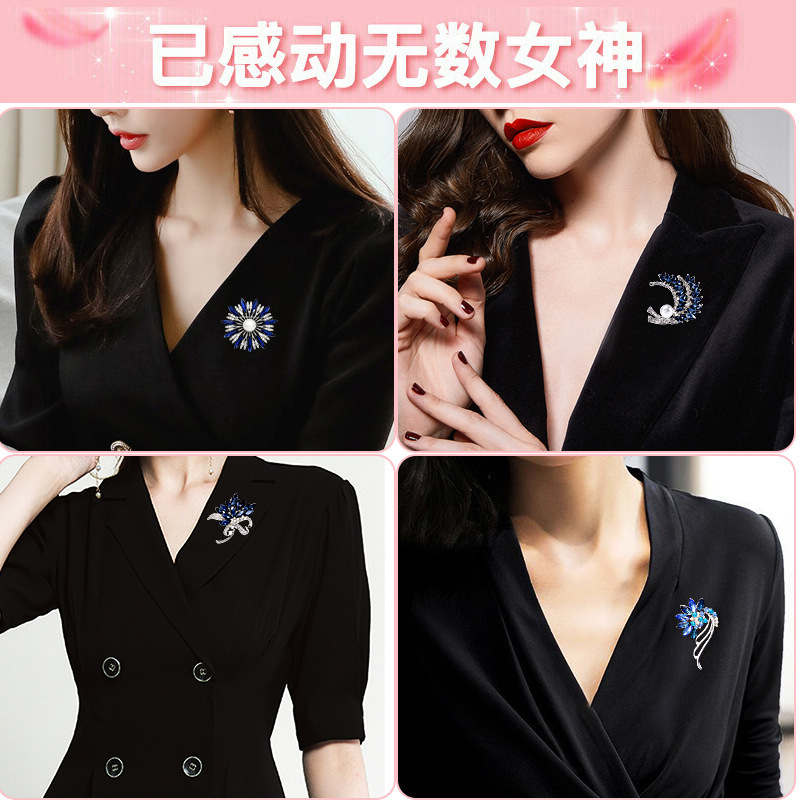 New brooch week corsage set Korean pearl rhinester corsage coat suit anti-slip pin woman