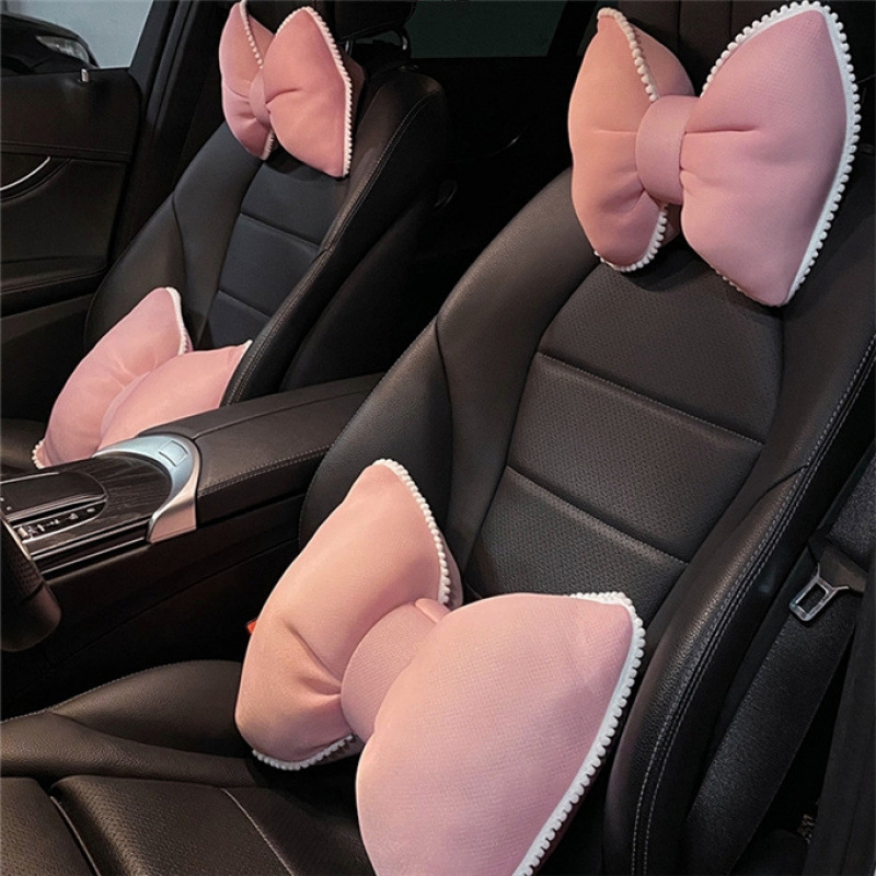 자동차 머리 받침 허리 베개 자동차 목 베개 자동차 좌석 허리 베개 귀여운 활 허리 베개 자동차 베개
