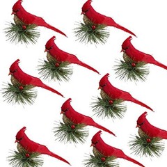 クリスマス装飾赤鳥クリスマス鳥金粉松枝赤雀鳥シミュレーションクリスマス羽鳥クリスマスツリー装飾鳥