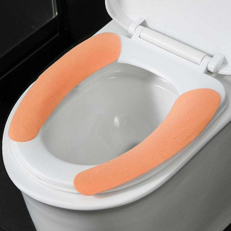 冬用スエード洗える便座カバー便座クッション便座クッション無地粘着式無地トイレステッカー|undefined