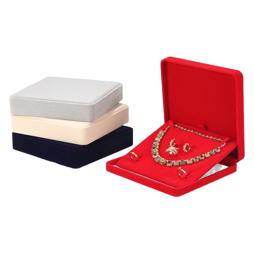Caja de terciopelo para anillos de compromiso, pulseras, joyas, color sólido, para colgantes y collares, set de embalaje de joyería, venta al por mayor