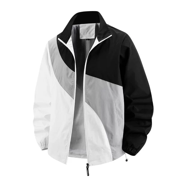 Outdoor Stand Collar Color-Block Jacket Sun Protection Clothing for Men UPF50+ Cool and Breathable Sun Protection Apparel for Spring and Autumn with a Unique Style