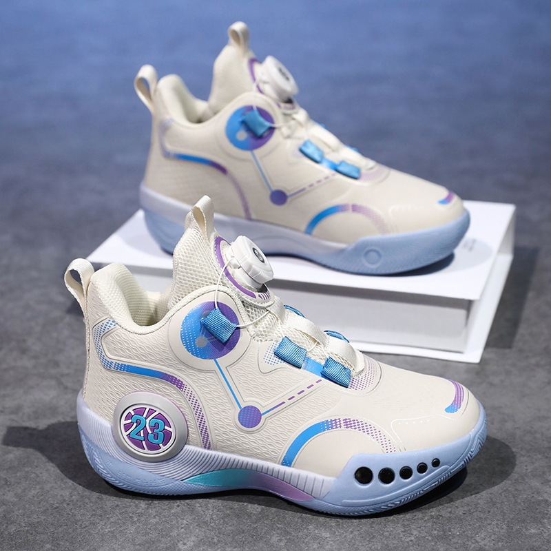 バスケットボールシューズ 新型レザー回転バックル 子供靴 ユースバスケットボールシューズ スポーツシューズ 親子実用スポーツシューズ|undefined