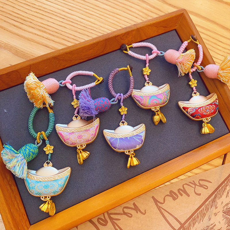【成品】非遗宋锦手工宋锦元宝挂件包挂车挂双面葫芦吊坠钥匙扣|undefined