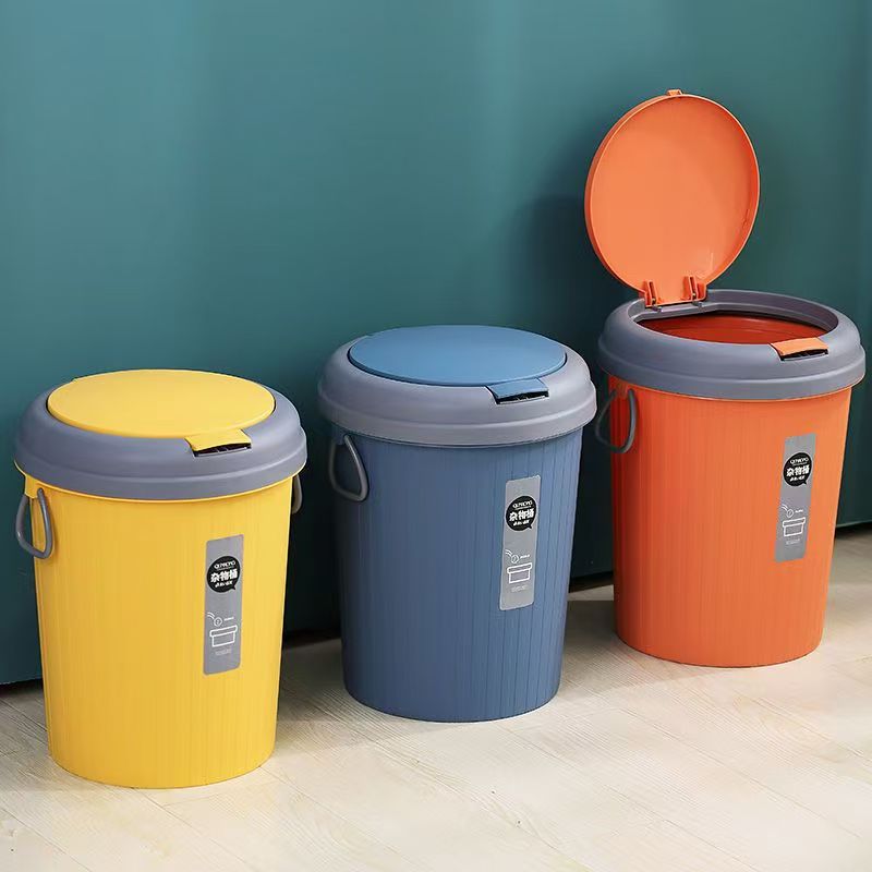 Cubo de basura con tapa a presión de plástico para el hogar image 3