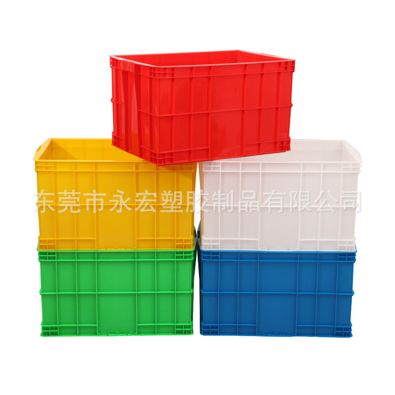 塑料箱各种尺寸物料箱蓝红黄绿塑料周转箱长方形胶框可配盖收纳箱