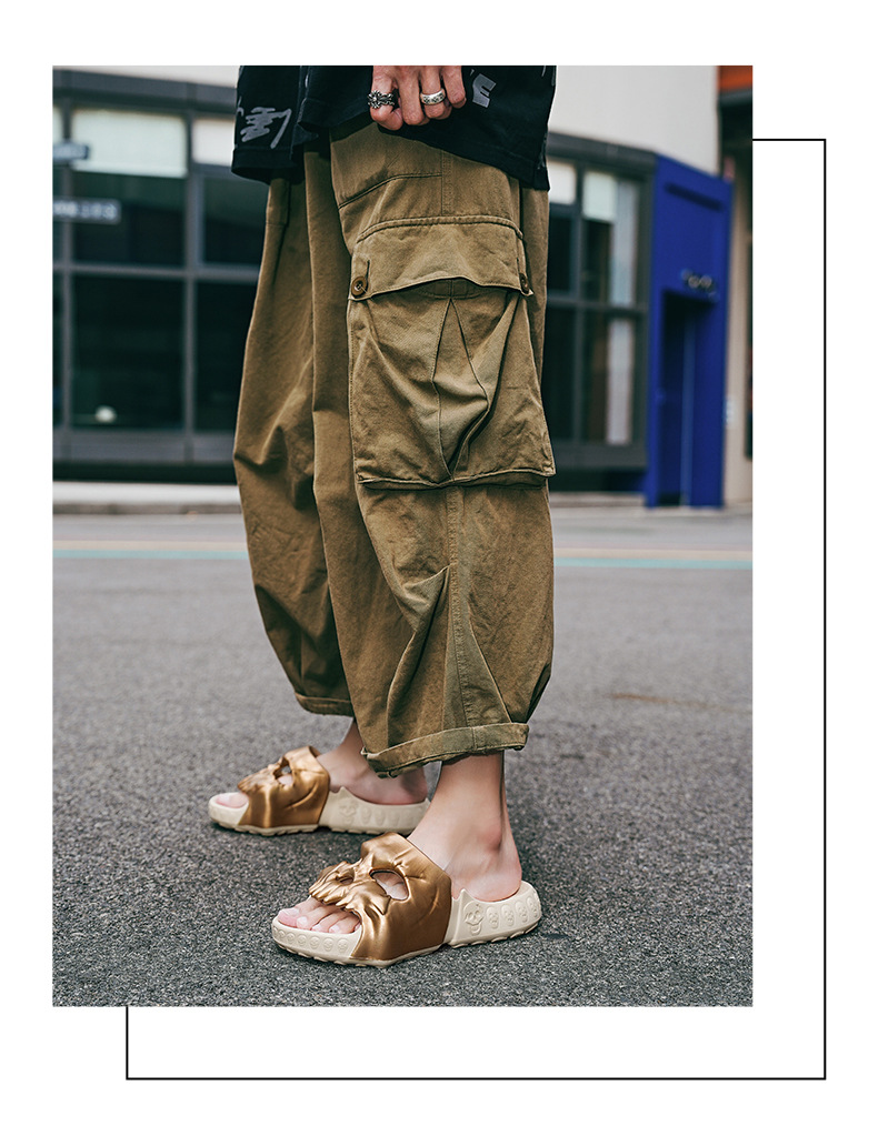 Cross Border Large Size Skull Head One Word Slippers EVA Thick Soled Sandals With A Sense Of Excrement Men S Shoes Summer Outdoor Casual Trendy_voghion.com