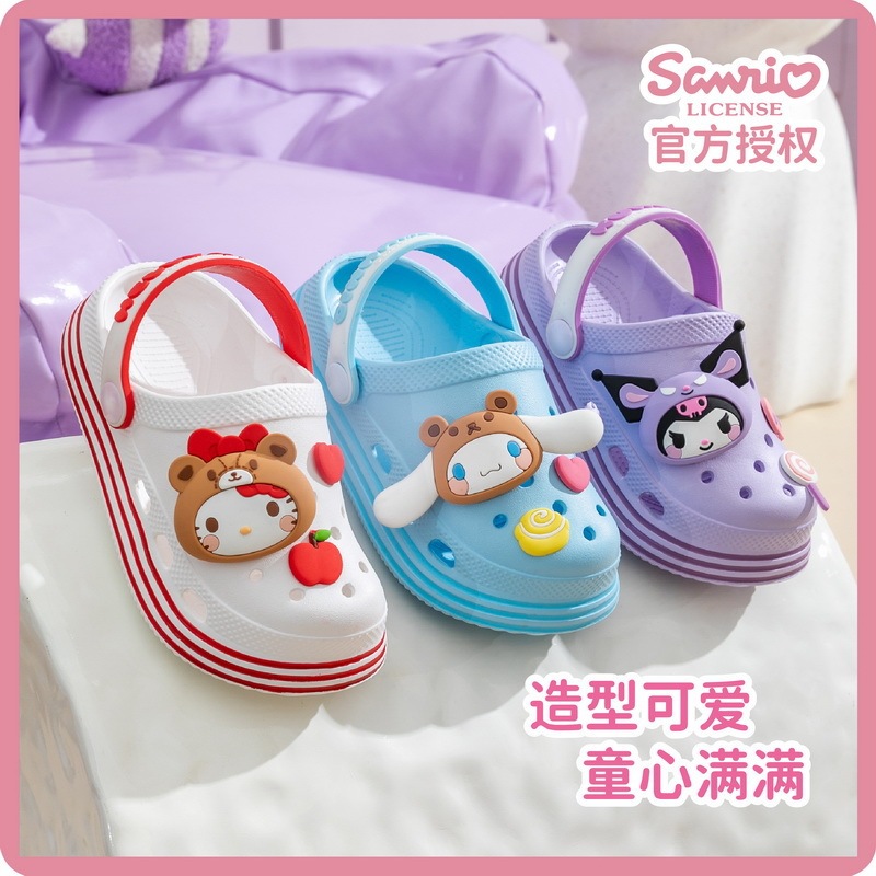 Sanrio Genuine Adult Garden Shoes Non-slip EVA Two-wear Design Indoor Out Cave Shoes Thick Sole Baotou Cute