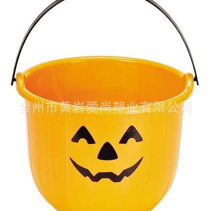 【厂家热销】外销美国节日食品级无毒无气味手提南瓜桶19CM
