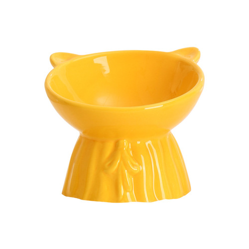 Ceramic Cute Cat Bowl Black Drinking Tall Legs Cat Bowl Cat Food Plate Dog Bowl Pet Supplies Cat Food Bowl Anti-Toppling