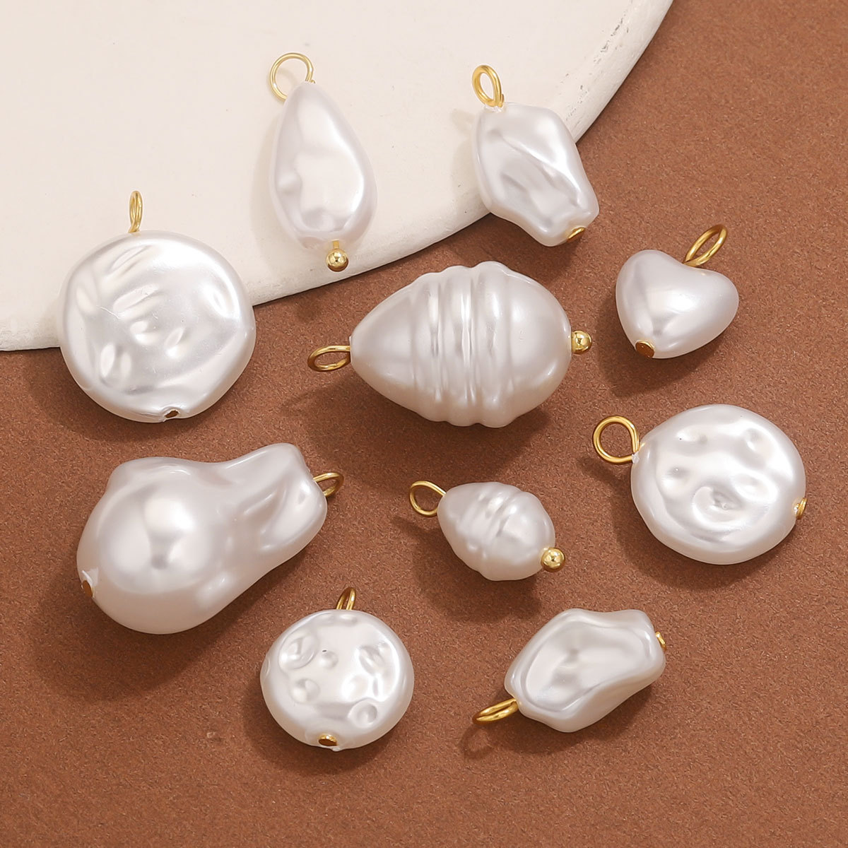 Acero inoxidable imitación de perlas colgantes DIY joyería hecha a mano cuentas pendientes de bola pulseras accesorios joyería al por mayor