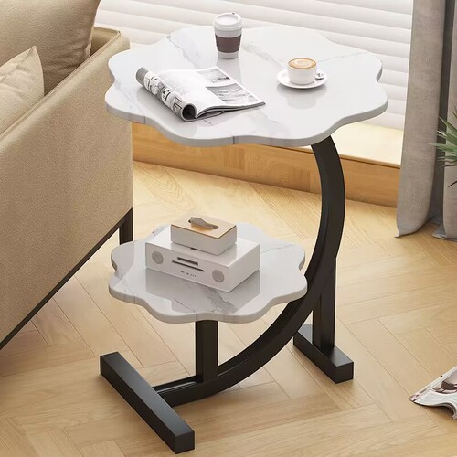 Wholesale Manufacturer's Edge Small Tea Table for Home Living Room Standing Creative Side Table Balcony Dual-Layer Small Round Table