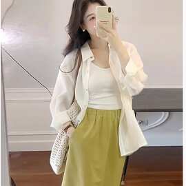 新款法式御姐风气质高端精致绿色连衣裙子女神范系穿搭套装夏1532