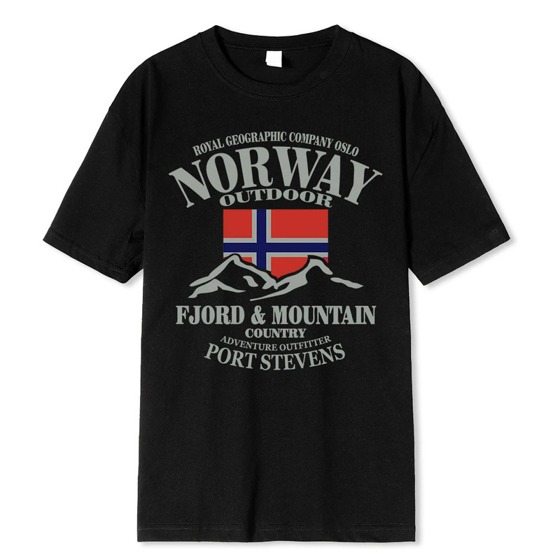 Summer Norway flag fjord mountain crazy hip hop men's cotton round neck plus size short sleeve funny T-shirt Summer Norway flag fjord mountain crazy hip hop men's cotton round neck plus size short sleeve funny T-shirt