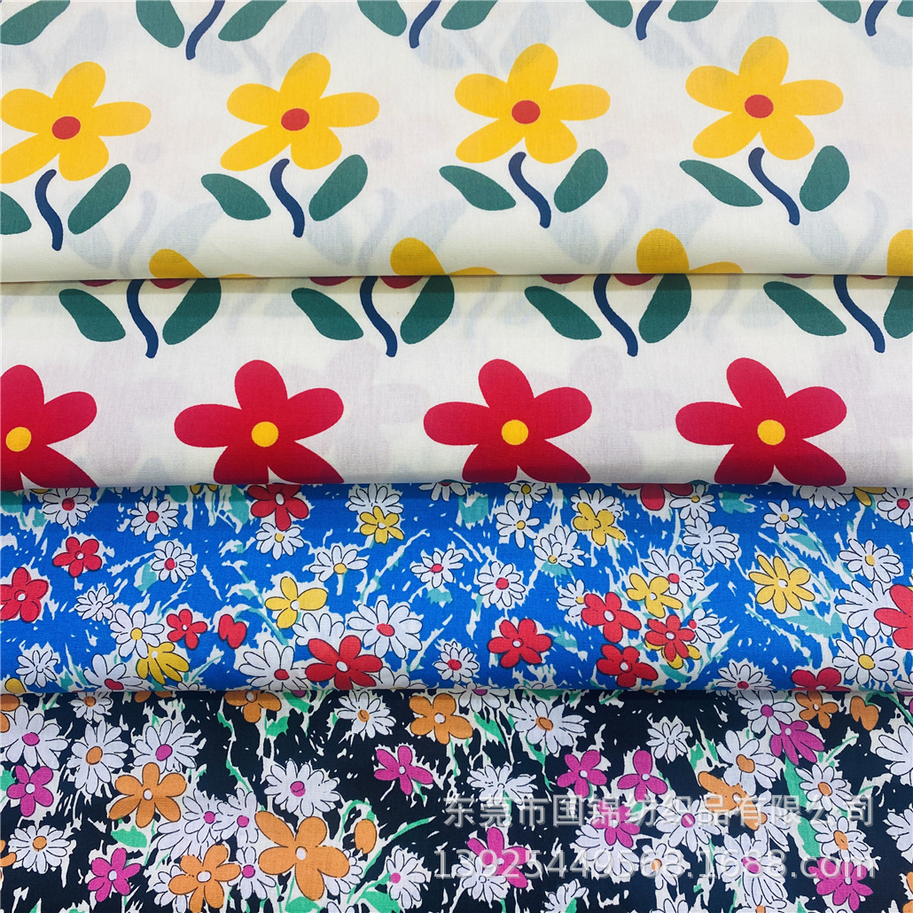 田园风印花布 春夏新款全棉40支府绸印花朵 衬衣连衣裙服装面料