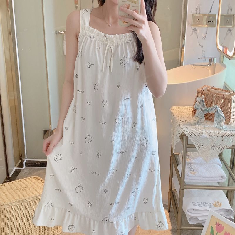 Verano nuevo vestido de pijama de cabina hermoso simple arco dulce estrella osos casa pijama vestido al por mayor