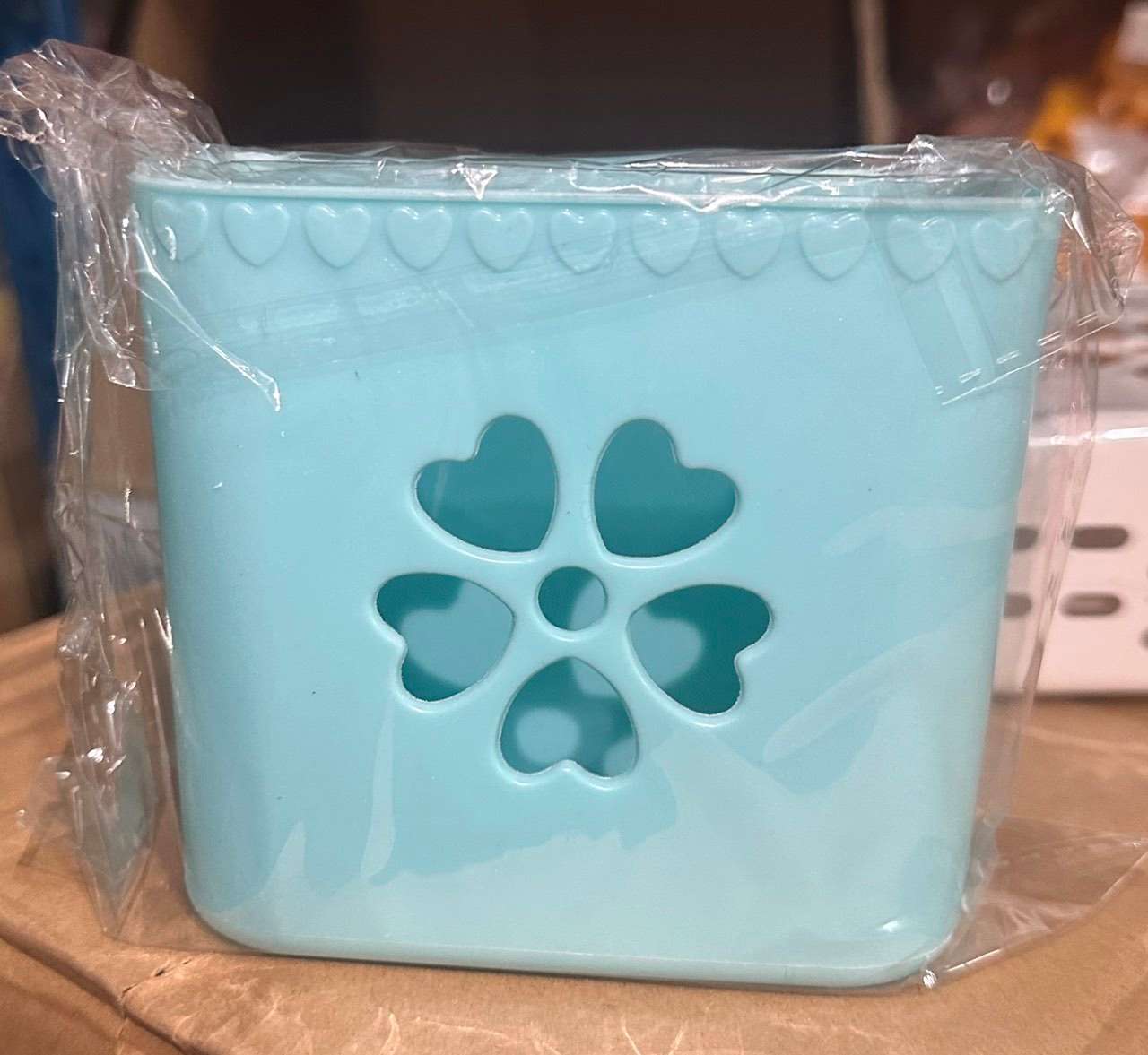 Caja colgante sin perforaciones baño caja de almacenamiento hueca titular de cepillo de dientes estante de almacenamiento montado en la pared amor baño misceláneas rack