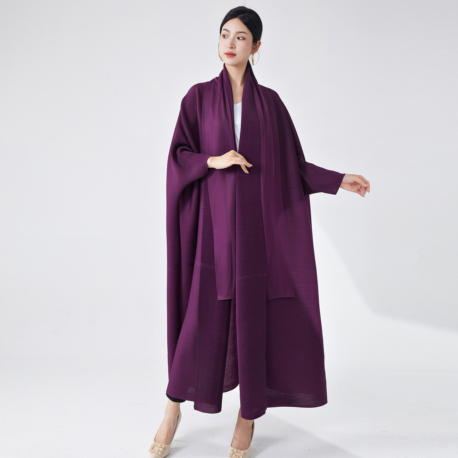 Foreign Trade Arab Clothing, High-end Muslim Women's Loose Plus-size Issey Miyake-style Large Robe Coat For Autumn_ecoleips.com