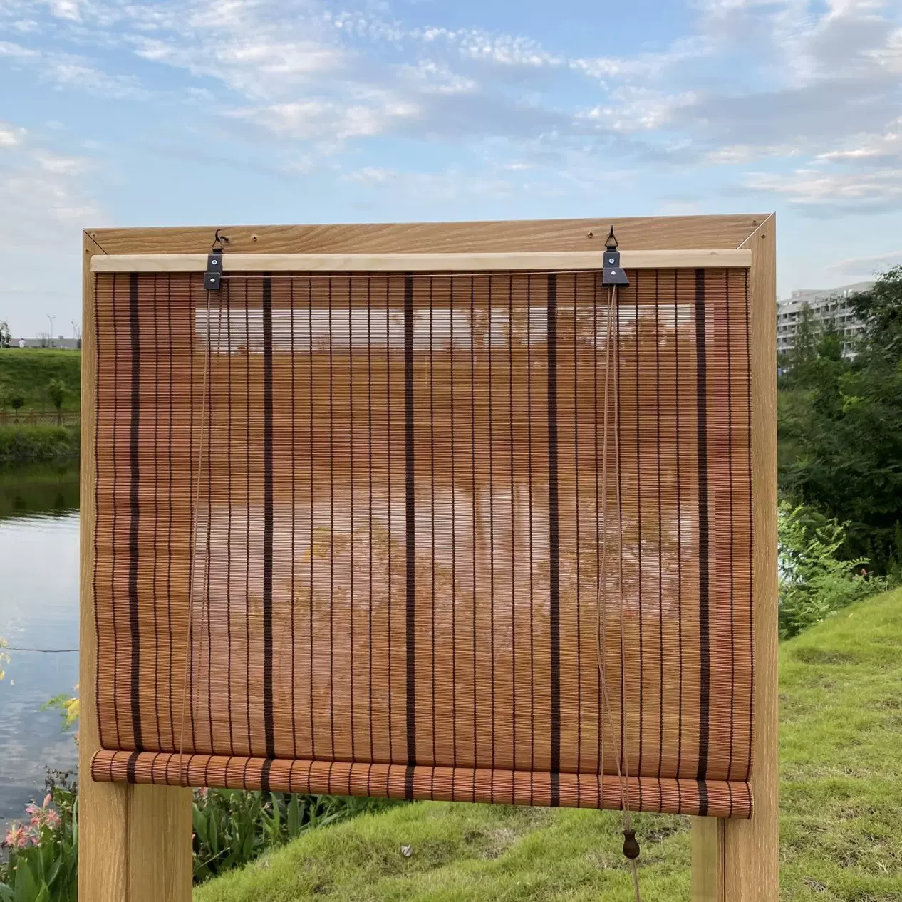 海外亚马逊热销 手工编织竹窗帘阳台茶室隔断竹卷帘