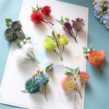 跨境批发仿真花头三叉乾坤球假花绢布花 圣诞藤圈花环手工材料装