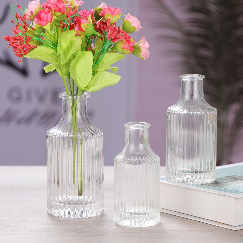Scandinavian Ins Glass Vase Small Fresh and Simple Hydroponic Flower Vase Home Desktop Dried Flower Decorative Ornaments