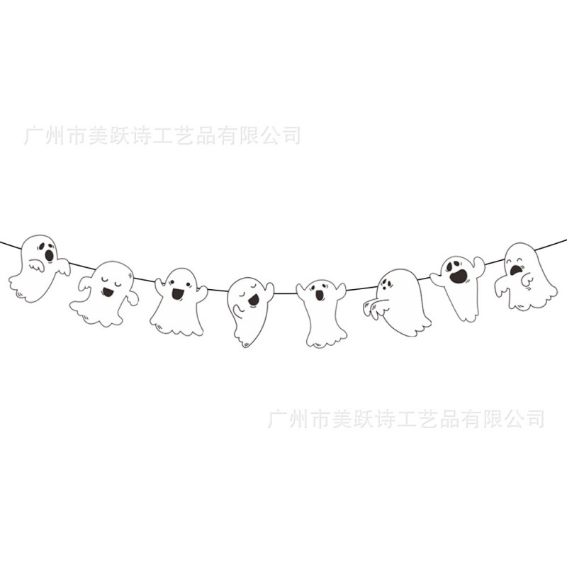 Suministro directo de fábrica de carteles en espiral de bandera de halloween, adornos en espiral de decoración de fiesta de halloween de flores fantasma