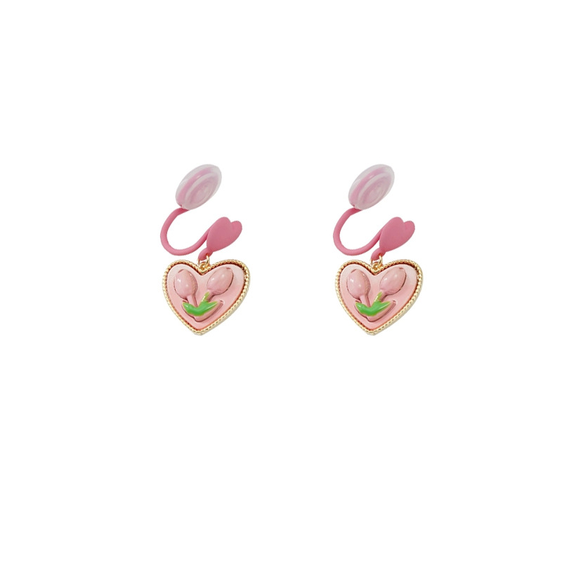 Design Sweet Love Flower Earrings Women's Ear Clip Women's Retro Elegant Fashion Earrings Anti-allergy Earrings