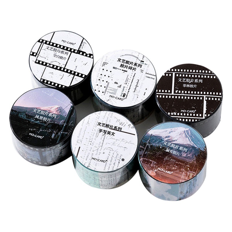 Momo PET cinta de tinta blanca película artística serie retro artístico DIY diario material decorativo Loop pegatinas