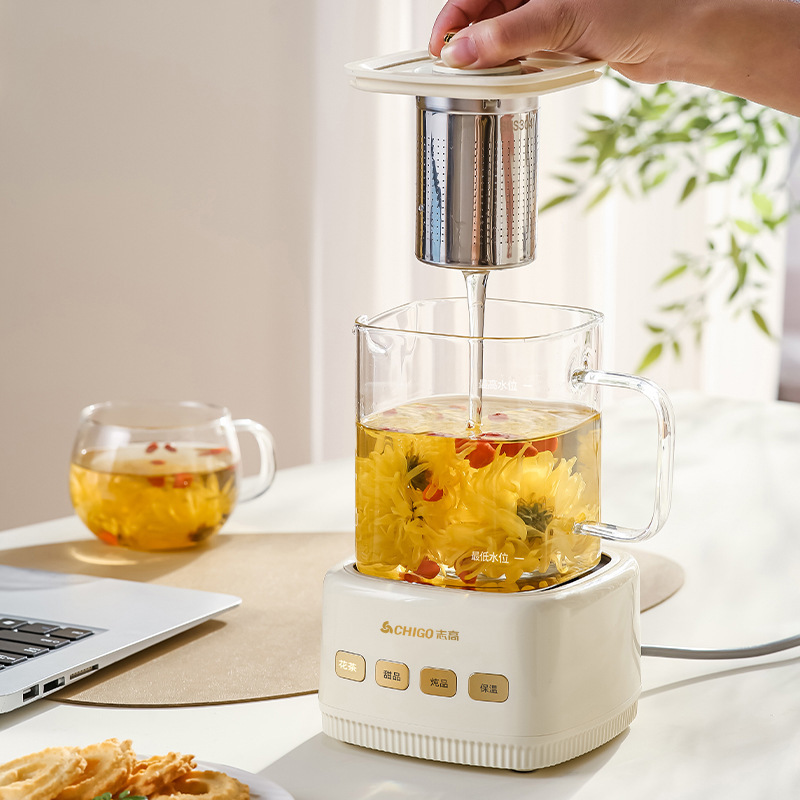 志高多功能家用炖煮一体自动小型一人煮茶器全玻璃壶身恒温养生壶|undefined