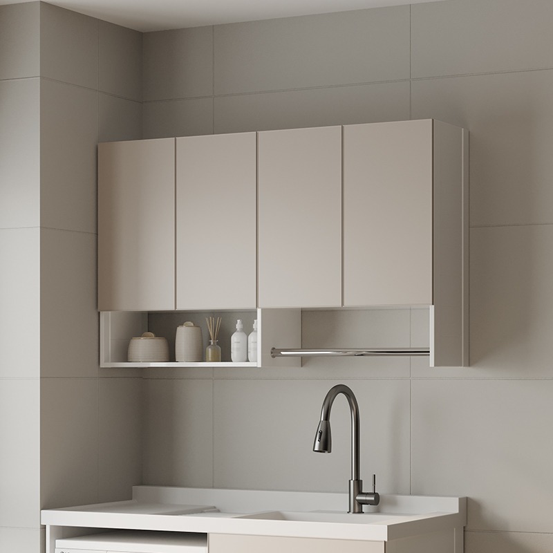 Gabinete de almacenamiento de balcón de aluminio espacial grueso tipo pared colgante gabinete de almacenamiento de cocina gabinete de almacenamiento de pared