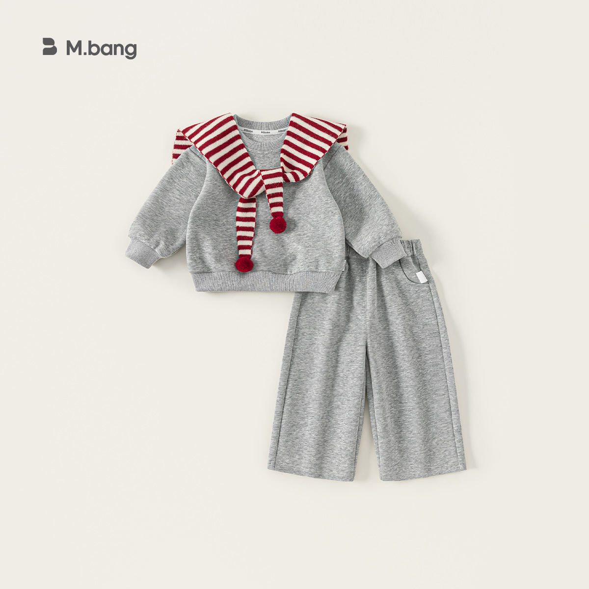 Bangxuan Children's Clothing Spring and Autumn Round Neck Sweatshirt Straight Pants Red Shawl Girls Three-Piece Set Holiday Baby Outfit