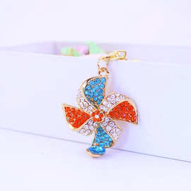 可爱时尚镶钻水晶风车幸运汽车钥匙扣女包扣配饰挂件钥匙链圈788