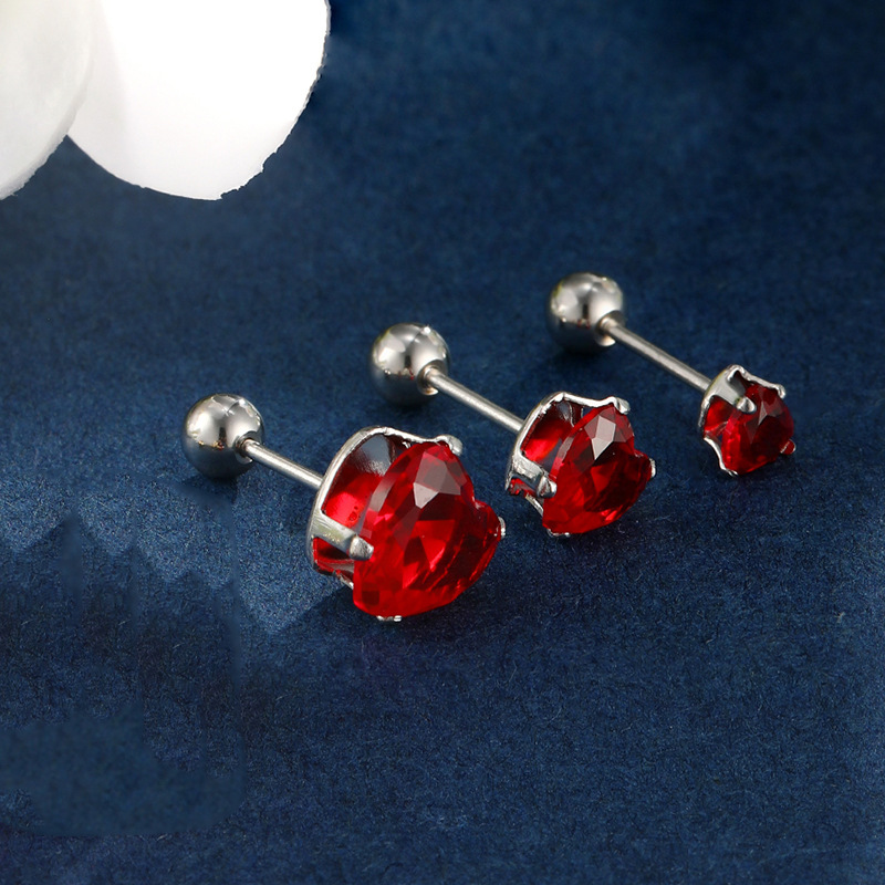 Pendientes de Gema artificial azul japonés y coreano personalidad de la moda pendientes de la gema de la hebilla del giro del tornillo del acero inoxidable de la joyería de Xupin