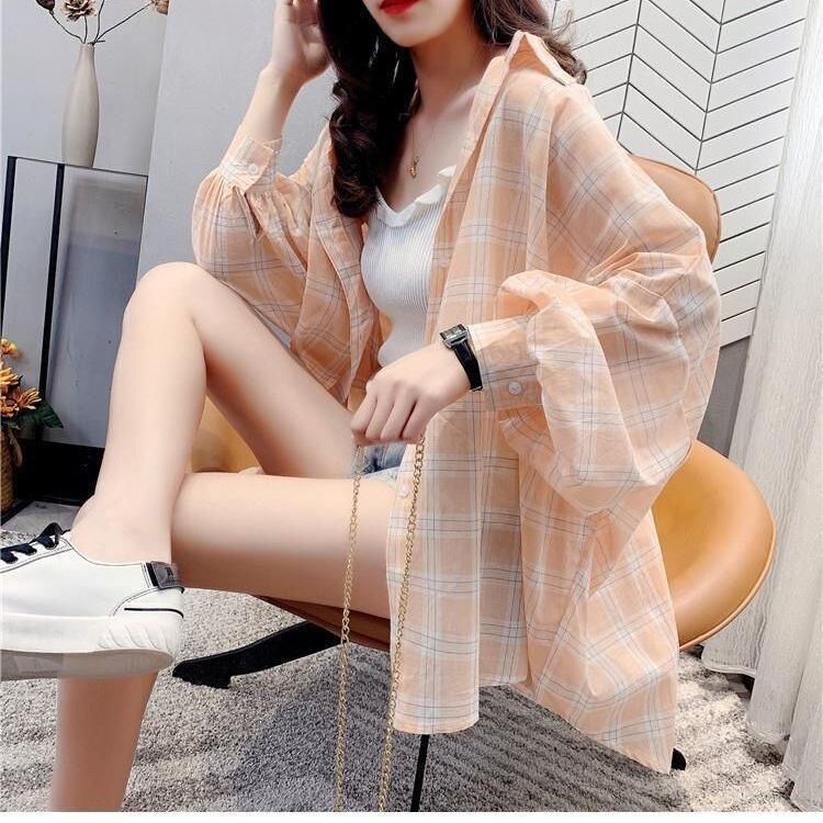 New chiffon sun protection shirt for women, versatile design, niche style, loose retro mid-length top for summer