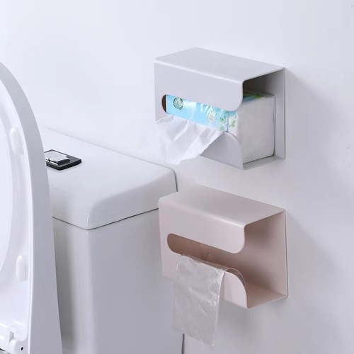Hole-free tissue box multifunctional kitchen bathroom living room bedroom wall-mounted tissue box sticky wall storage box