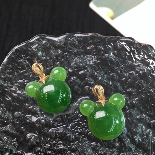 Fubei Diamond Jewelry [18K Gold Inlaid with Natural Hetian Green Corn Pendant] Loose Stone Size Is about 17*15*6mm
