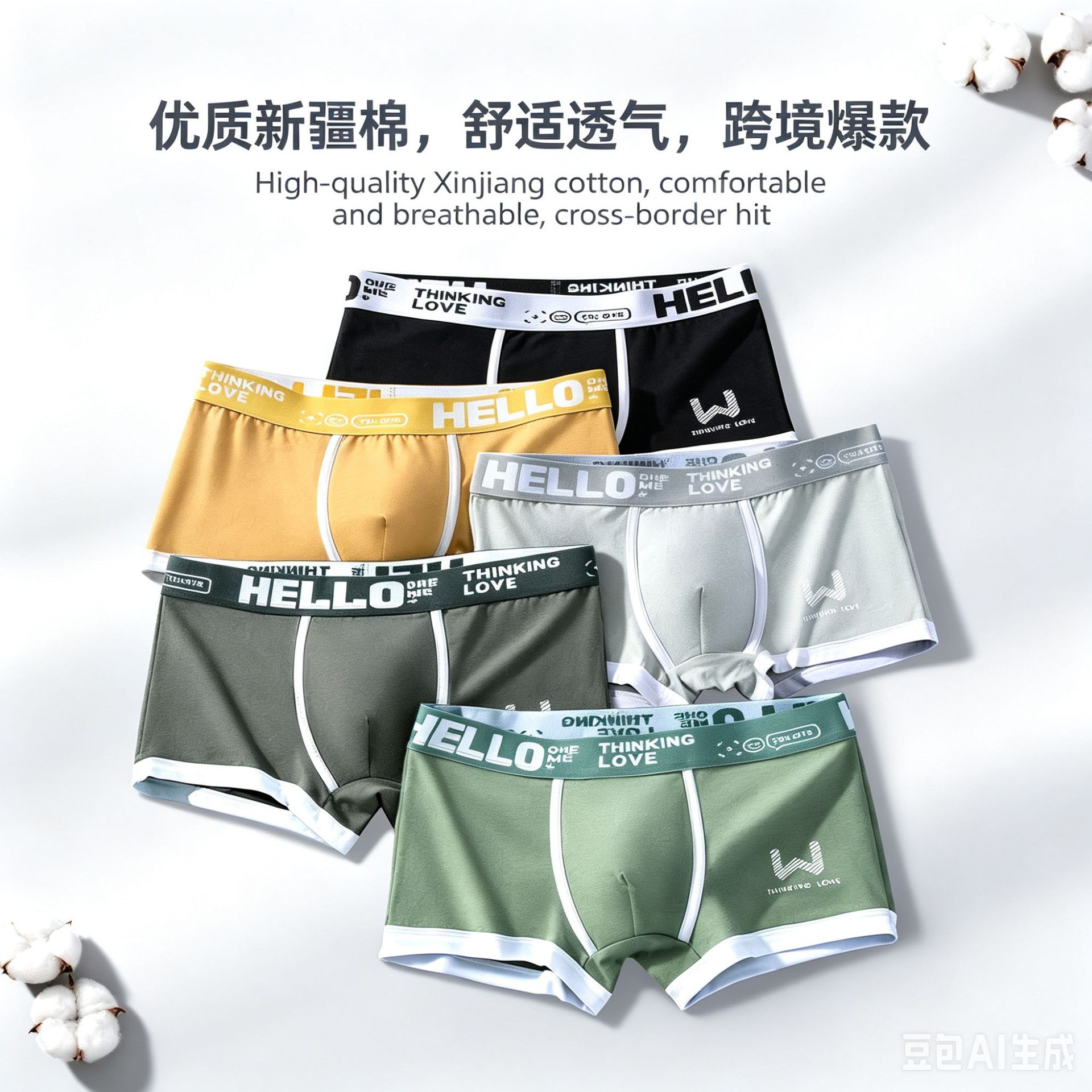 Drop shipping men's pure cotton casual boxer briefs/corner briefs, factory cross-border wholesale