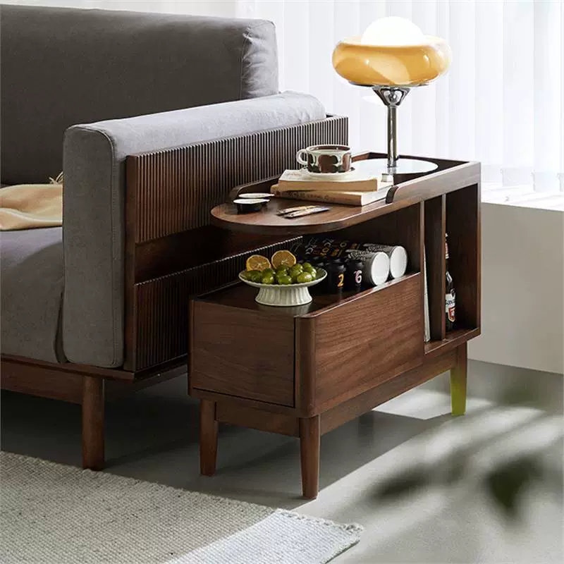 Скандинавский диван из цельного дерева, боковой стол, боковой шкаф, угловой стол для гостиной, роскошный шкаф для хранения чая, ведро, шкаф для хранения
