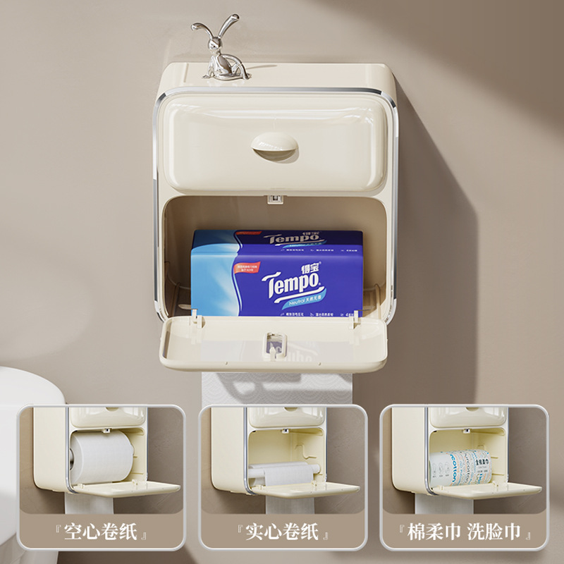 Hayan Haiying caja de papel higiénico de doble capa sin perforaciones titular de papel higiénico caja de almacenamiento de tejido tipo cajón