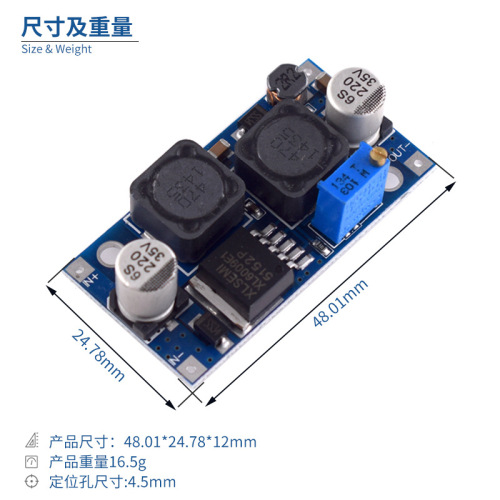 Super XL6009 DC-DC step-up/step-down module compatible with solar panels, automatic voltage boost and reduction